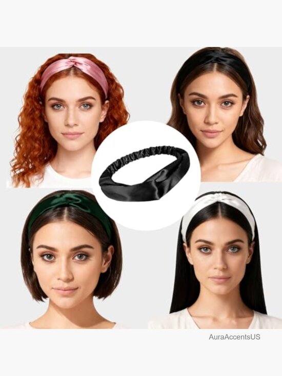 12-Pack Silky Satin Headbands Wide Non-Slip Hair Accessories